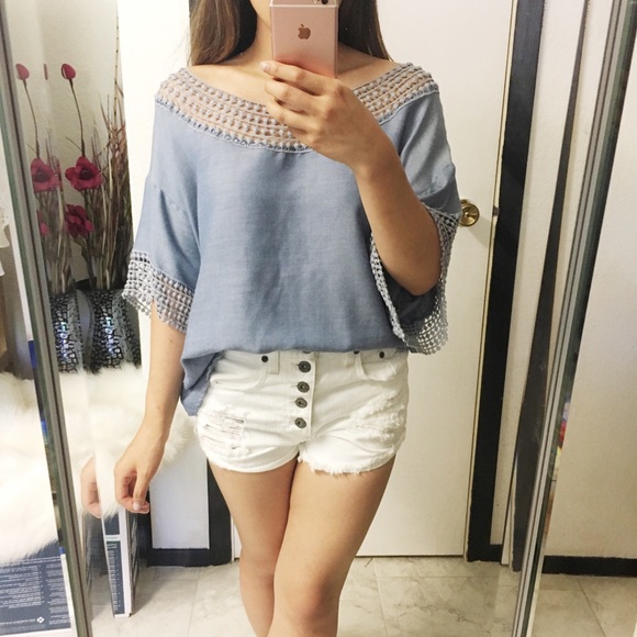 Harper Tops - Harper Blue Crochet Top
